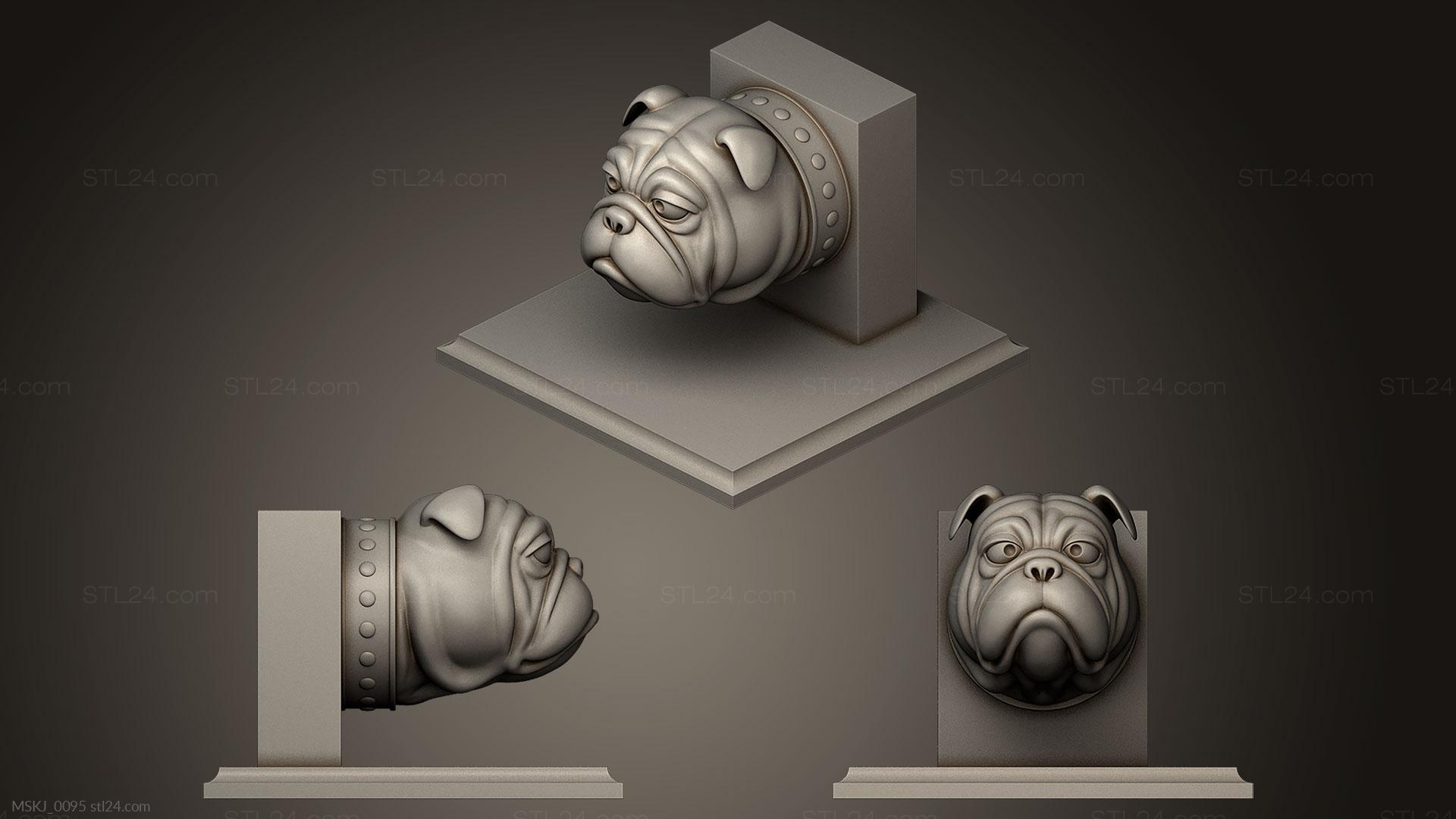 Маски и морды животных (Собачья голова, MSKJ_0095) 3D модель для ЧПУ станка